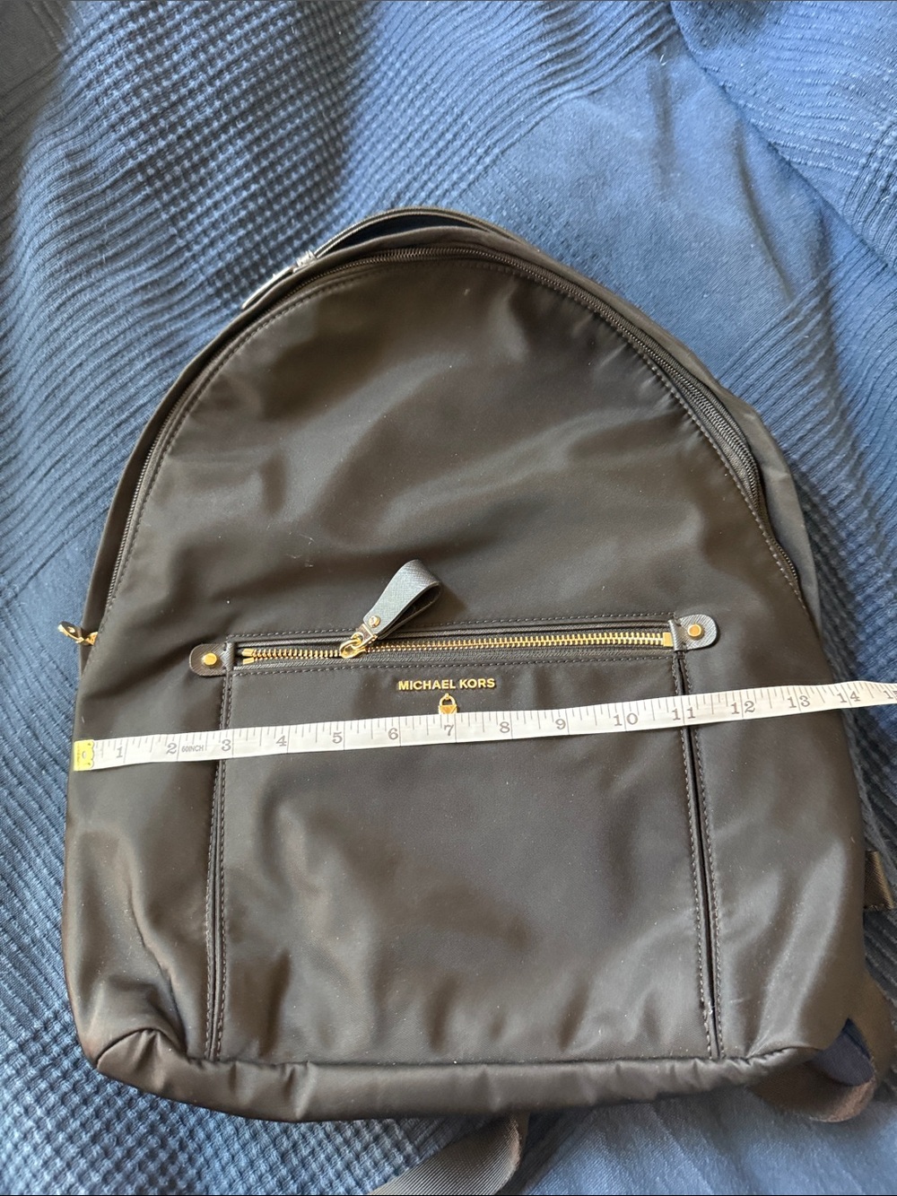 Michael Kors Black Nylon Backpack with Gold-Tone Accents - Picture 3 of 11